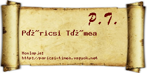 Páricsi Tímea névjegykártya